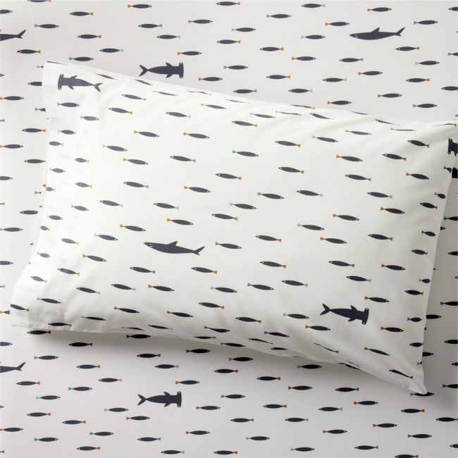Stay Cool Shark School Organic Cotton Percale Kids Pillowcase - Image 0