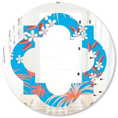 Quatrefoil Tropical Foliage II Eclectic Frameless Wall Mirror - Image 0