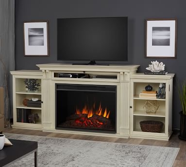 Trace Electric Fireplace Media Cabinet, Black - Image 1