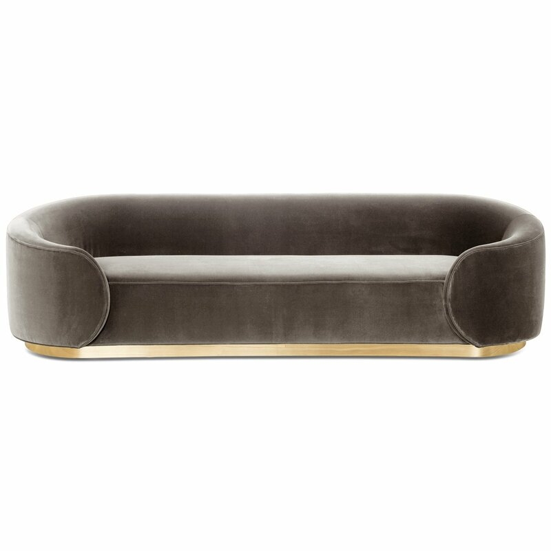 Eden Velvet 108" Round Arm Sofa Upholstery: Dark Gray - Image 0