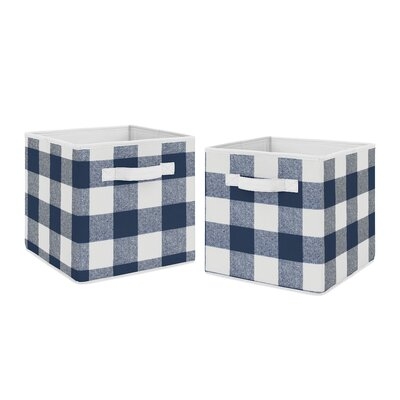 Buffalo Plaid Check Navy Blue And White Fabric Storage Bin (Set Of 2) By Sweet Jojo Designs - Image 0