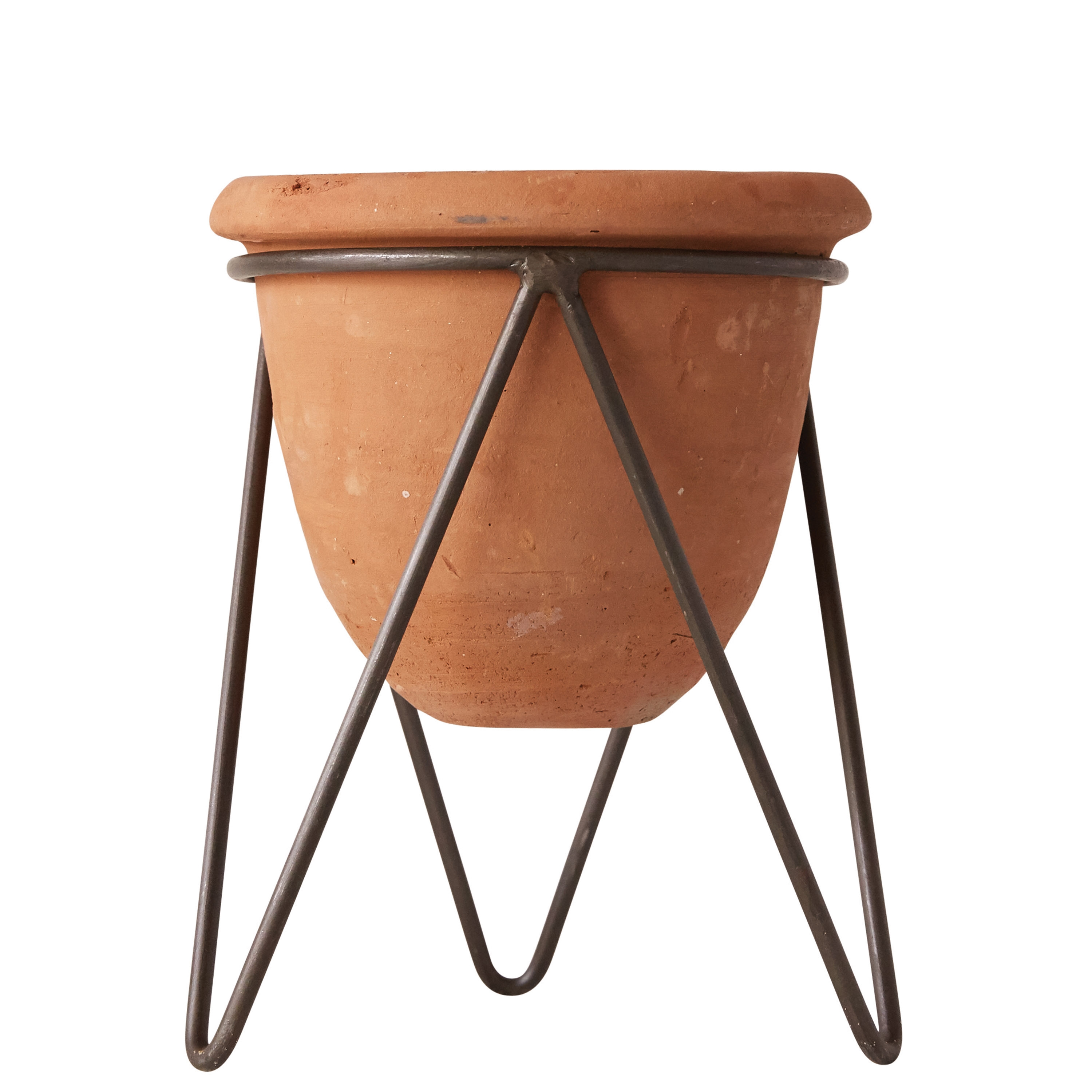 Terracotta Pot with Metal Stand (Set of 2 Pieces) - Image 0