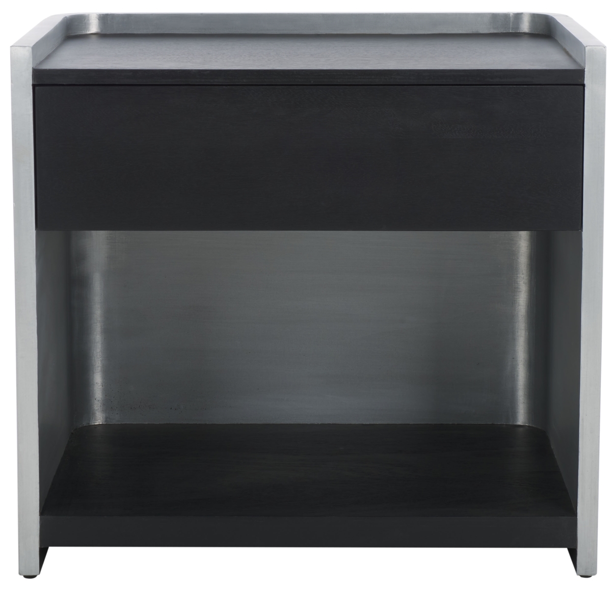 Ottawa Wood & Aluminum Nightstand - Black/Silver - Image 0