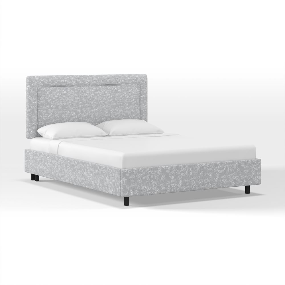 Upholstered Bordered Bed, Twin, Dottie Dots, Frost Gray - Image 0