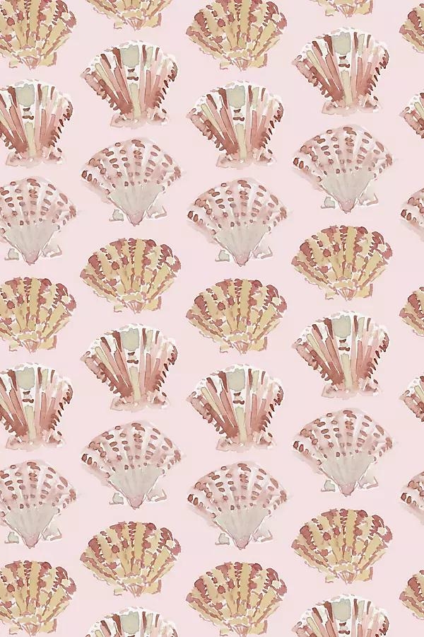 Scallops Blush Coastal Peel-and-Stick Wallpaper - Image 0