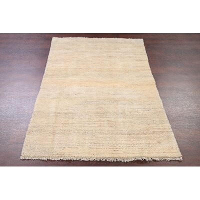 One-of-a-Kind Fite Hand-Knotted New Age Beige 3'9" x 5'9" Wool Area Rug - Image 0