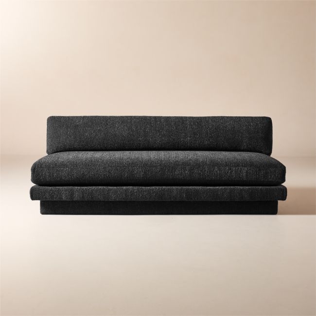 Plinth 80" Armless Black Performance Boucle Sofa - Image 0