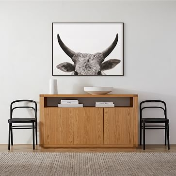 Bull Horns, 24"x18", Black Wood Frame - Image 1