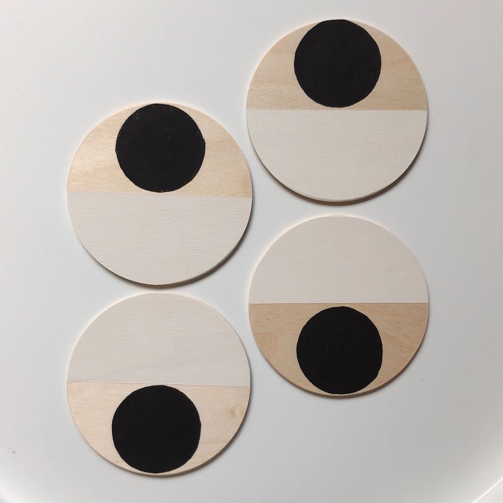 Moonrise Wood Coasters, Black, Set of 4 - Image 0