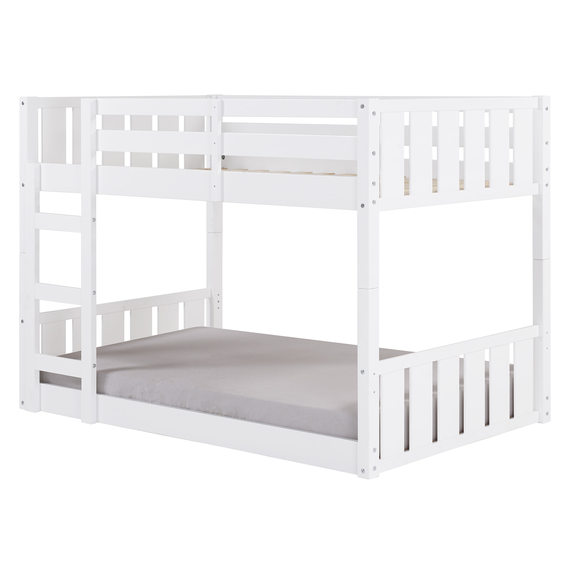 Traditional Twin over Twin Solid Wood Stackable Slat Bunk Bed – White - Image 5