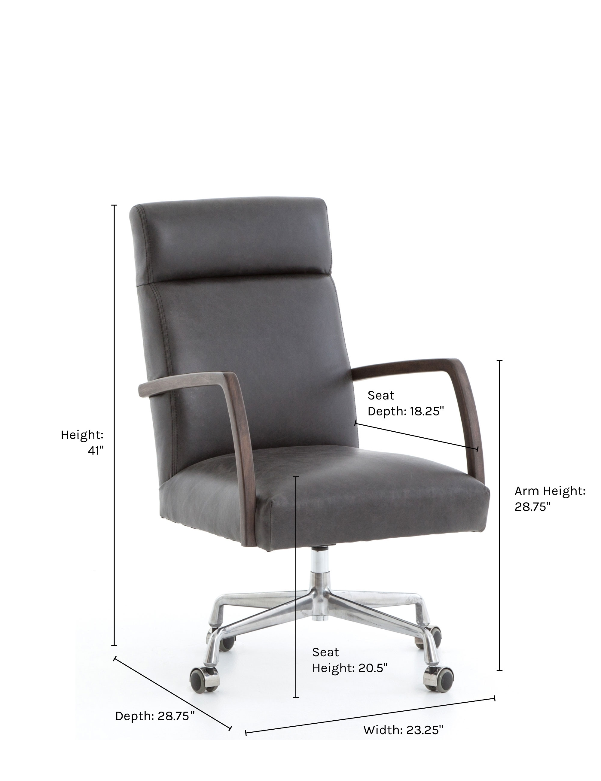Camden Leather Office Chair, Ebony - Image 8