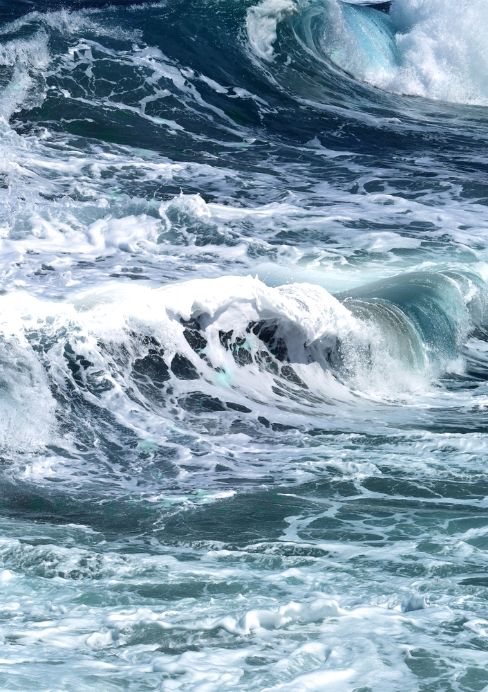 Blue Sea Ocean Waves Framed Art Print by Printsproject - Scoop Black - Large 24" x 36"-26x38 - Image 1