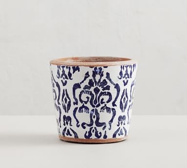 Patterned Ceramic Cachepot, Reversed Navy/White, Large - Image 3