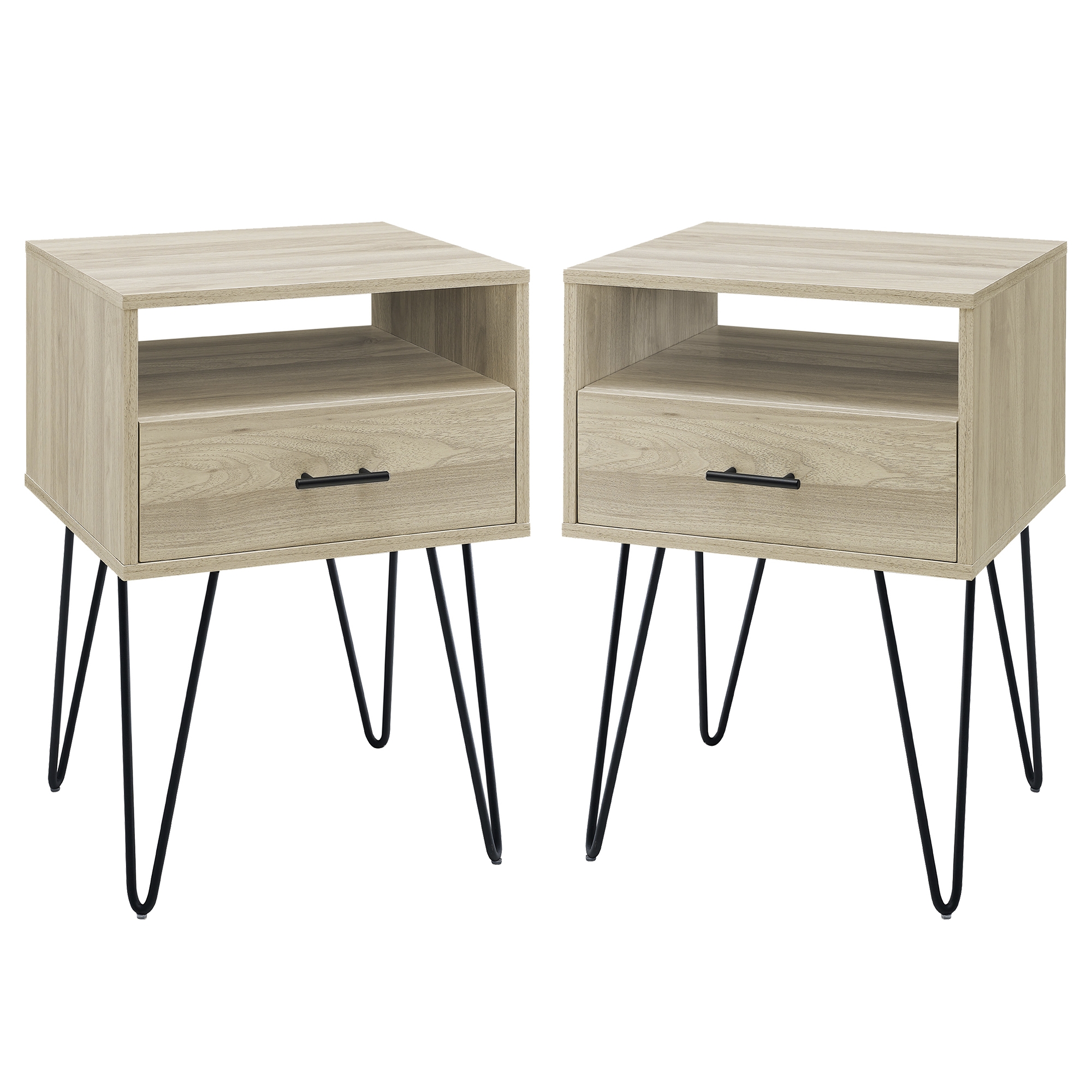 Croft Hairpin Leg 1 Drawer Side Table Set - Birch - Image 0