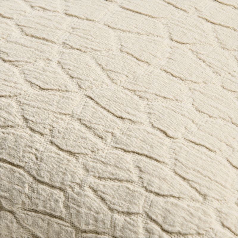 Ruched Jacquard Organic Cotton 20x20 Travertine Beige Throw Pillow Cover - Image 2