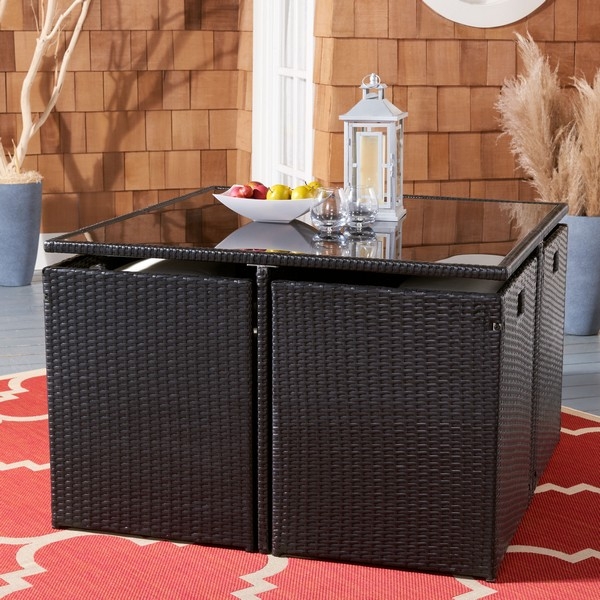 Indoor-Outdoor Klena 9 Pc Dining Set - Black/Beige - Safavieh - Image 8