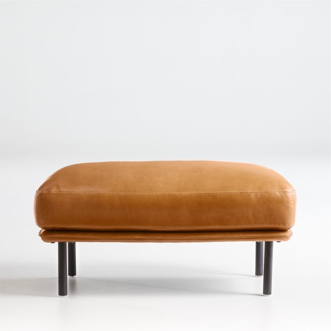Wells Leather Ottoman - Image 0
