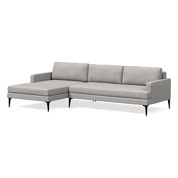 Andes 101" Left Multi Seat 2-Piece Chaise Sectional, Standard Depth, Performance Coastal Linen, Storm Gray, Dark Pewter - Image 0
