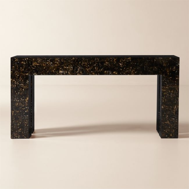 Scatola 60" Brown Tiled Resin Console Table - Image 0