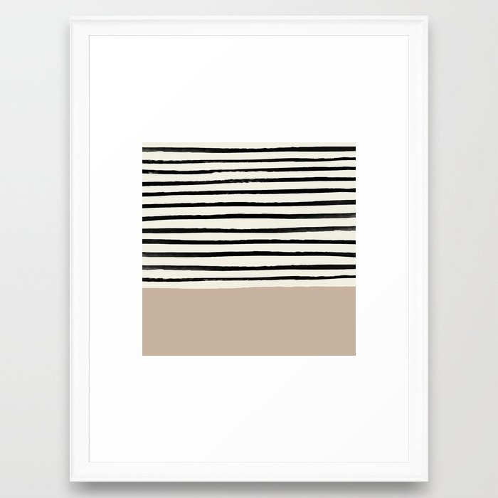 Latte & Stripes Framed Art Print by Leah Flores - Scoop White - MEDIUM (Gallery)-20x26 - Image 0