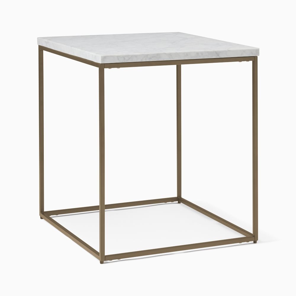 Streamline Square Side Table, Marble/Light Bronze - Image 0