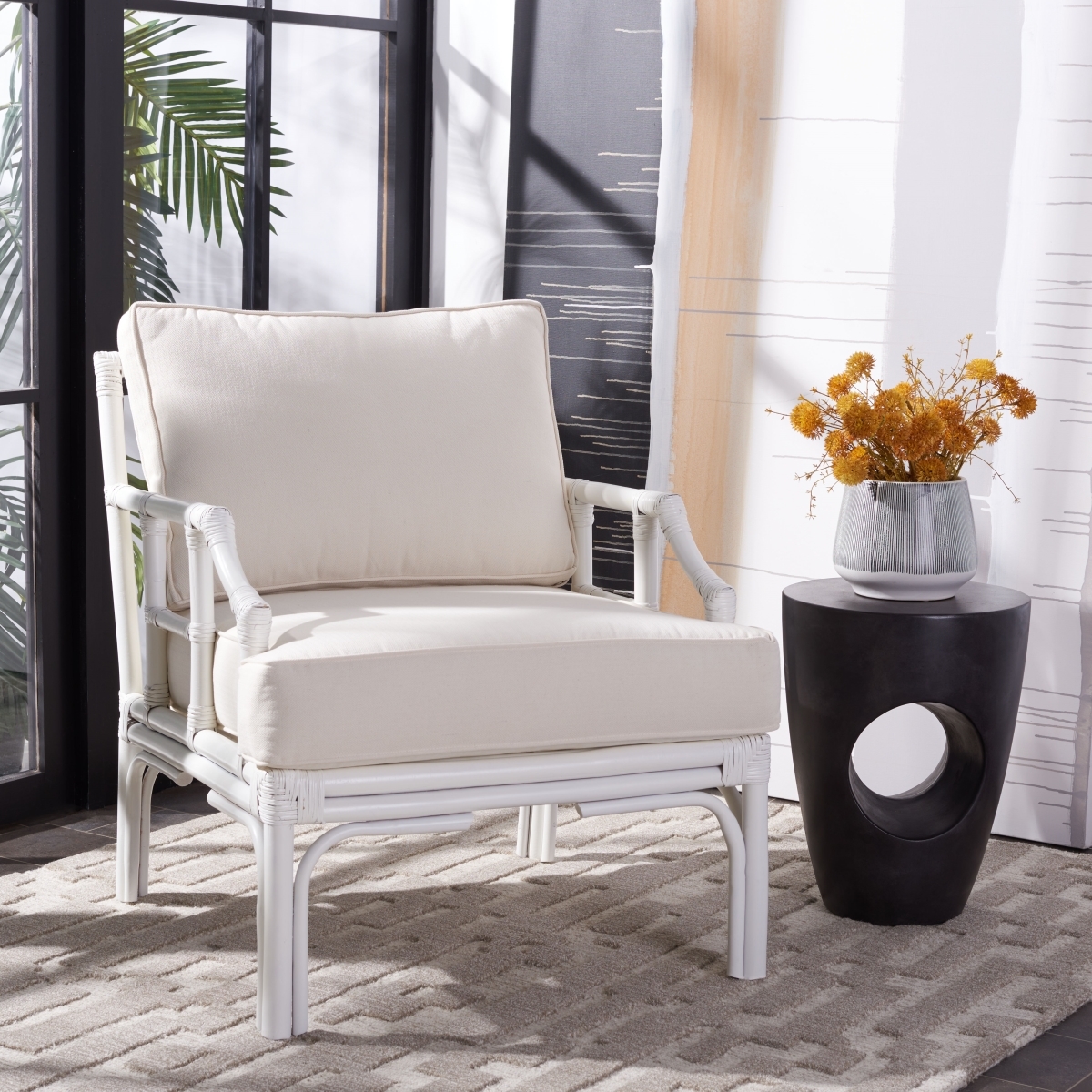 Kazumi Accent Chair W/ Cushion - White / White - Safavieh - Image 1