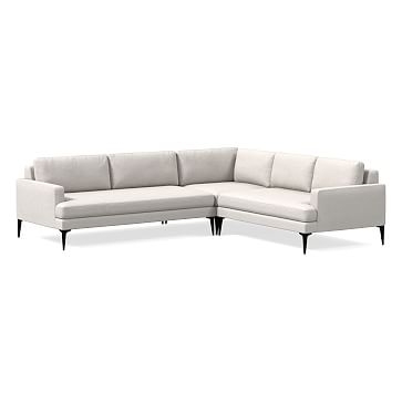 Andes Sectional Set 07: Left Arm 2.5 Seater Sofa, Corner, Right Arm 2 Seater Sofa, Poly, Performance Coastal Linen, White, Dark Pewter - Image 0