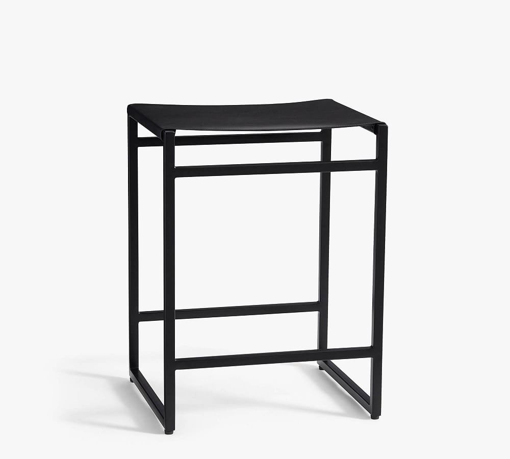 Hardy Leather Backless Counter Stool, Bronze/Black Leather - Image 0