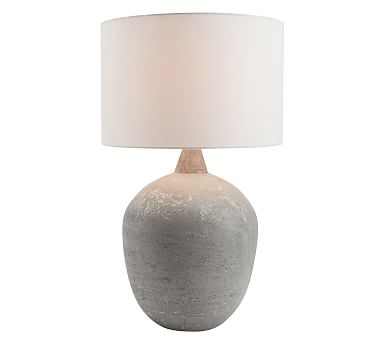 Clive 30" Small Table Lamp with Medium Gallery Straight Sided Shade, Gray Base/White Shade - Image 0