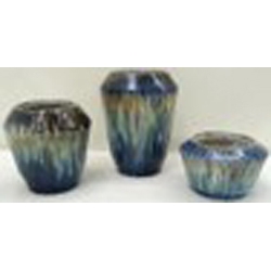 Mulry Jar - Set of 3 Green Prussian Blue Glazed - Image 0