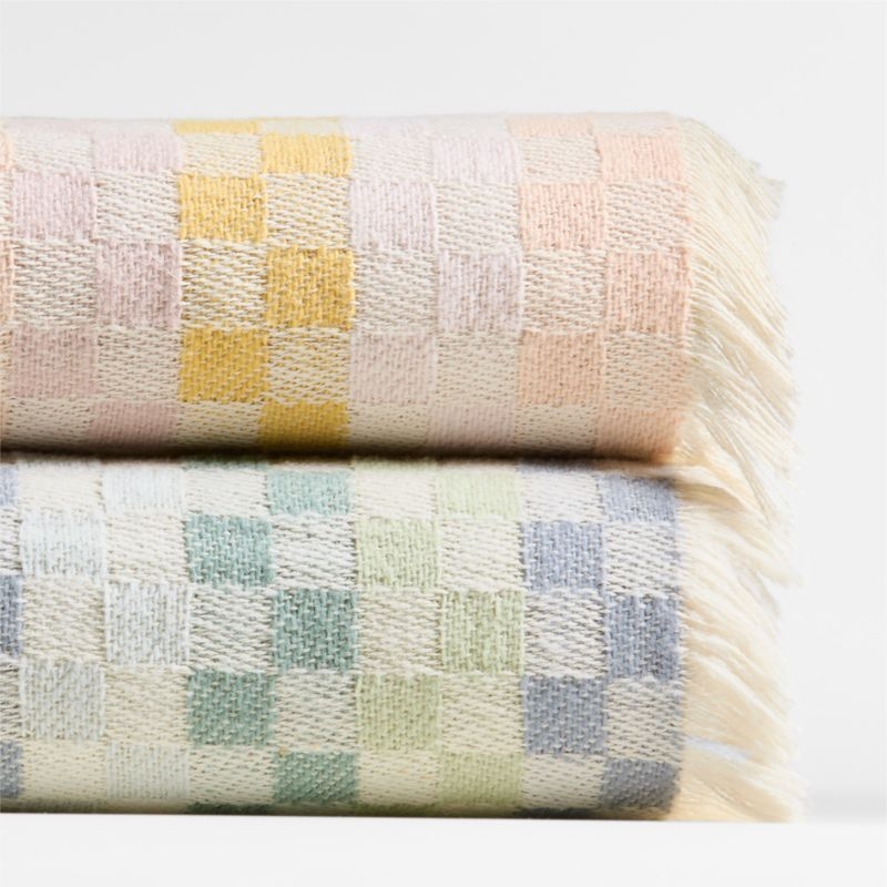 Multi Checker Warm Jacquard Woven Organic Cotton Baby Stroller Blanket - Image 2