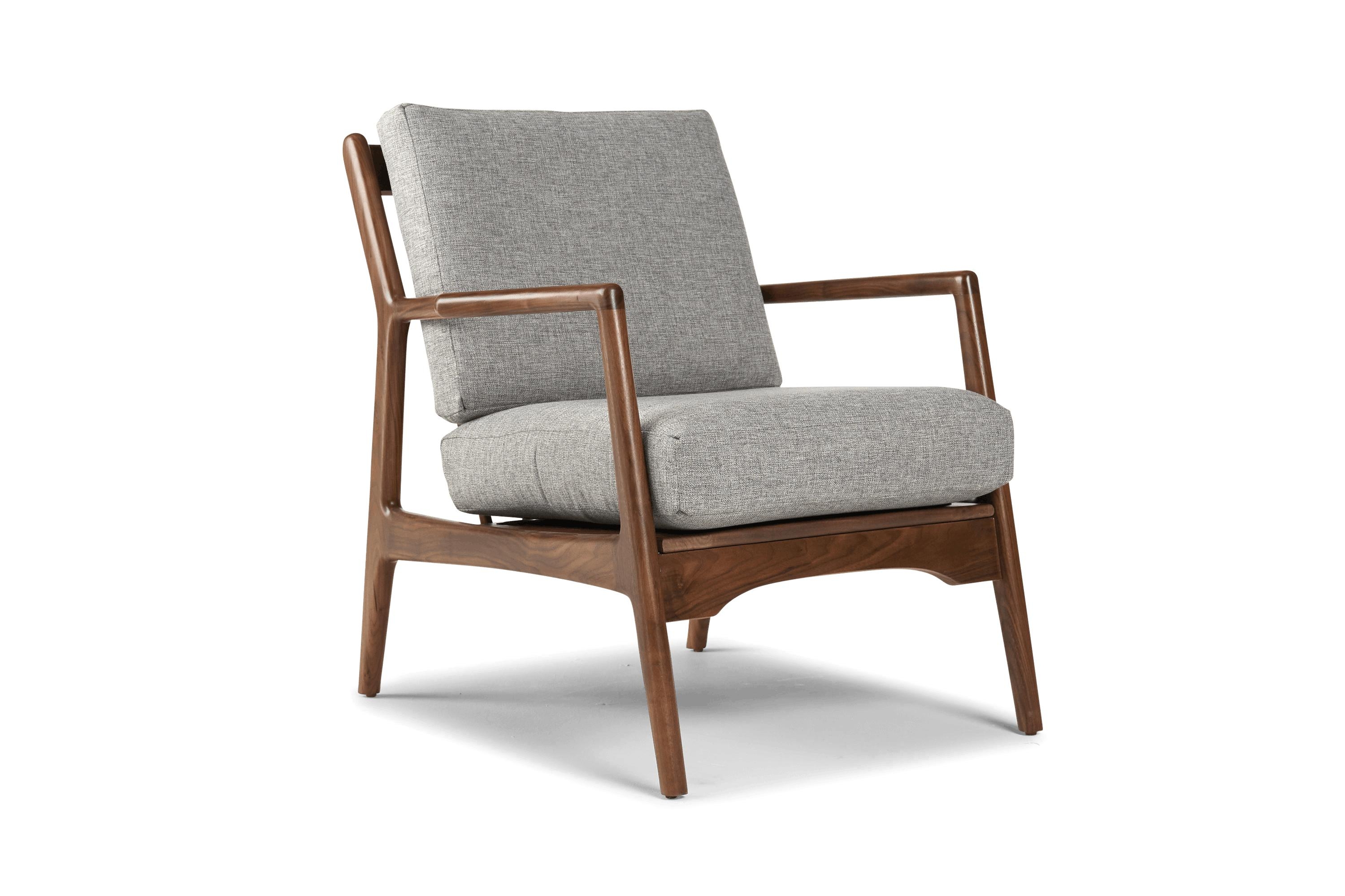 Gray Collins Mid Century Modern Chair - Taylor Felt Grey - Walnut - Image 1