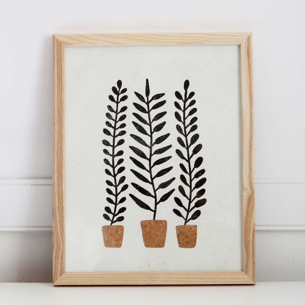 Pauline Stanley Studio Wall Art, Potted Ferns, Wood Frame, Earthy & Natural - Image 0