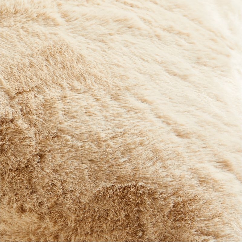 Ginger Beige Faux Fur 23x23 Throw Pillow with Down-Alternative Insert - Image 6