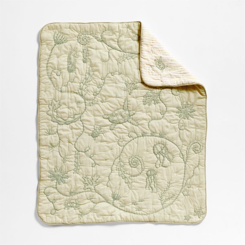 Raphaela Green Seascape Baby Crib Quilt by Jake Arnold - Image 9