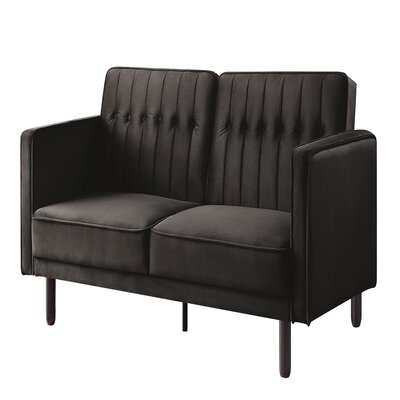 Qinven Adjustable Sofa Sleeper In Soft Velvet Finish With Wood Legs For Living Room - Image 0