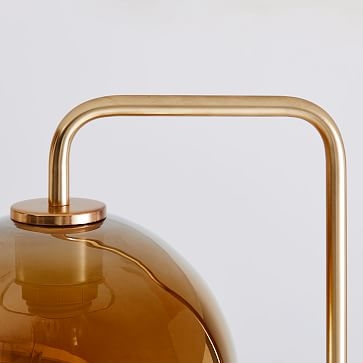 Sculptural Floor Lamp Antique Brass Milk Glass Globe (58") - Image 1