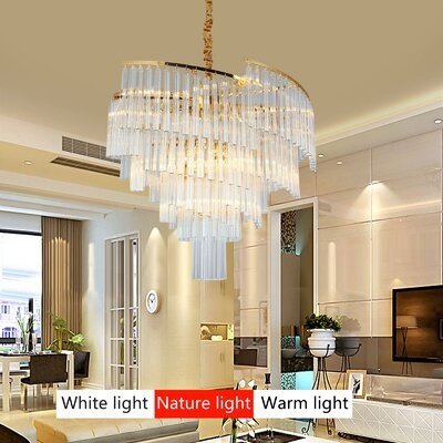 Gold Spiral-Shape Crystal Chandelier With 47.24" Adjustable Height E14*8(Bulb Included) - Image 0