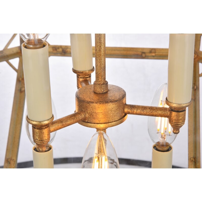 Collins 6-Light Lantern Geometric Chandelier, Golden Iron - Image 5