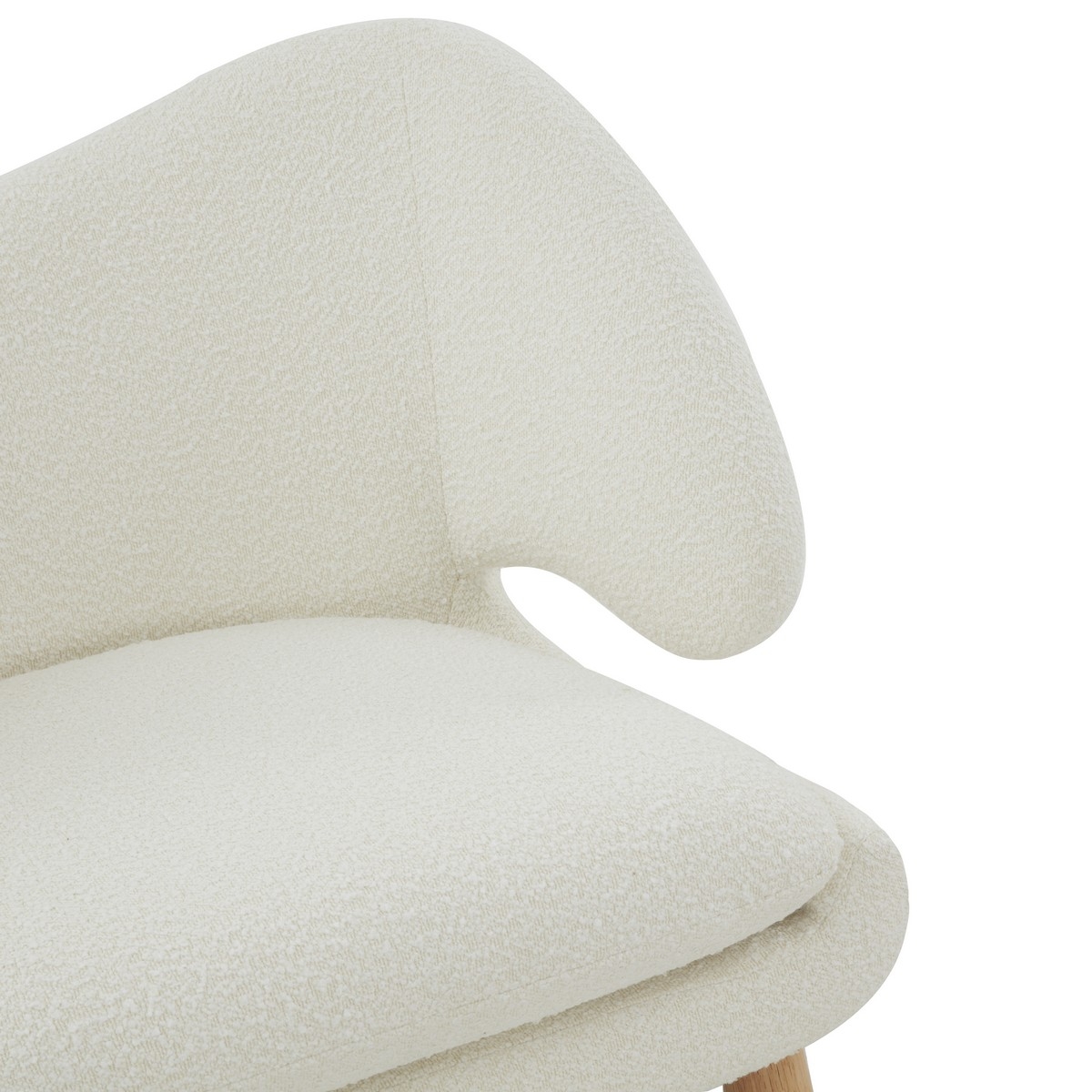 Felicia Boucle Contemporary Accent Chair - Ivory/Natural - Image 2