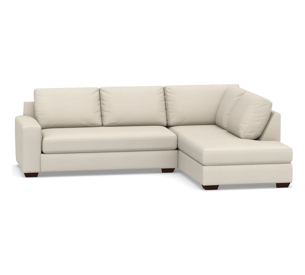 Big Sur Square Arm Upholstered Left Loveseat Return Bumper Sectional with Bench Cushion, Down Blend Wrapped Cushions, Twill Cream - Image 0