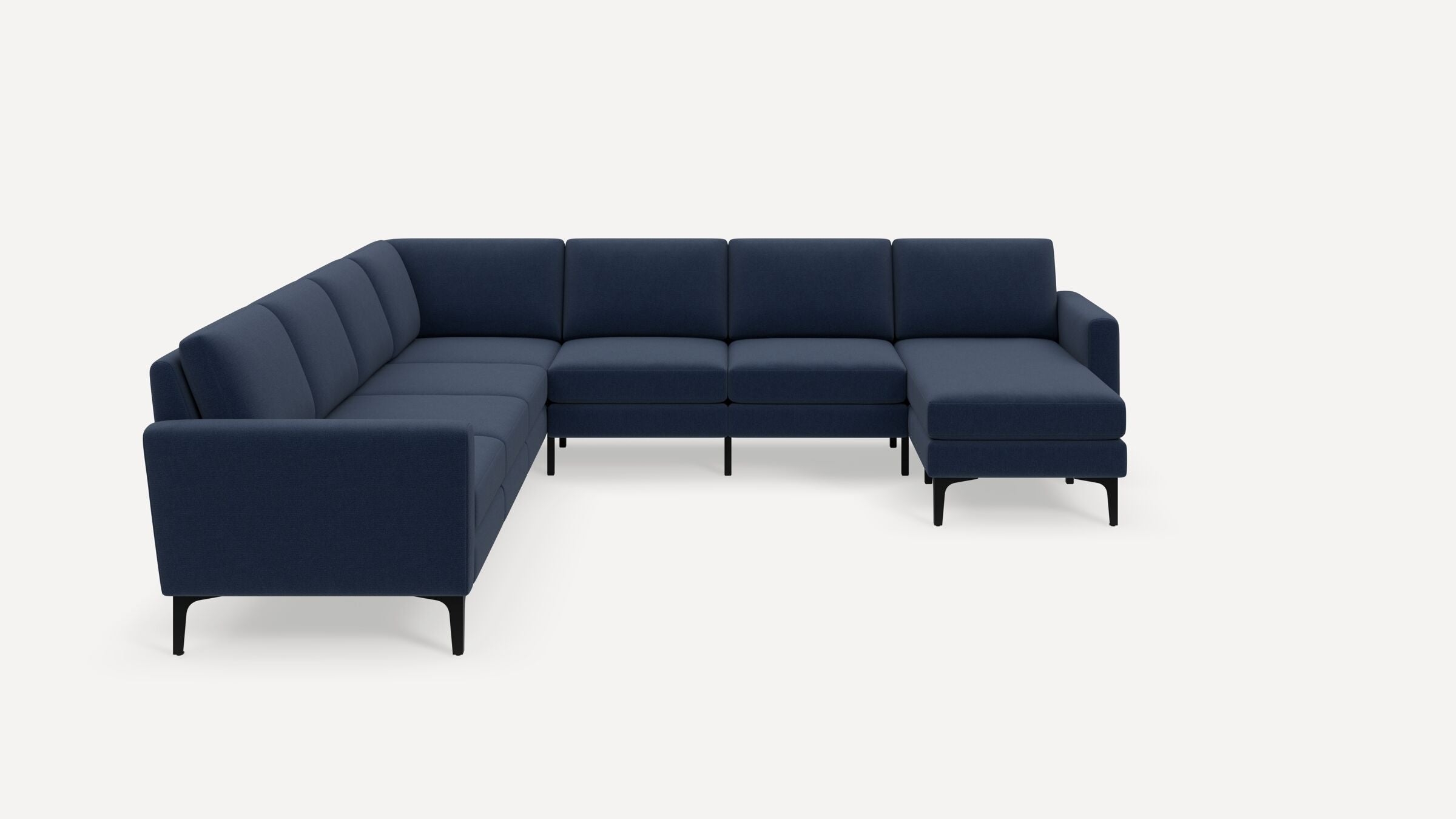 Nomad 7-Seat Corner Sectional with Chaise - Navy Blue - Performance Flatweave / Black - Metal / Block - Image 0