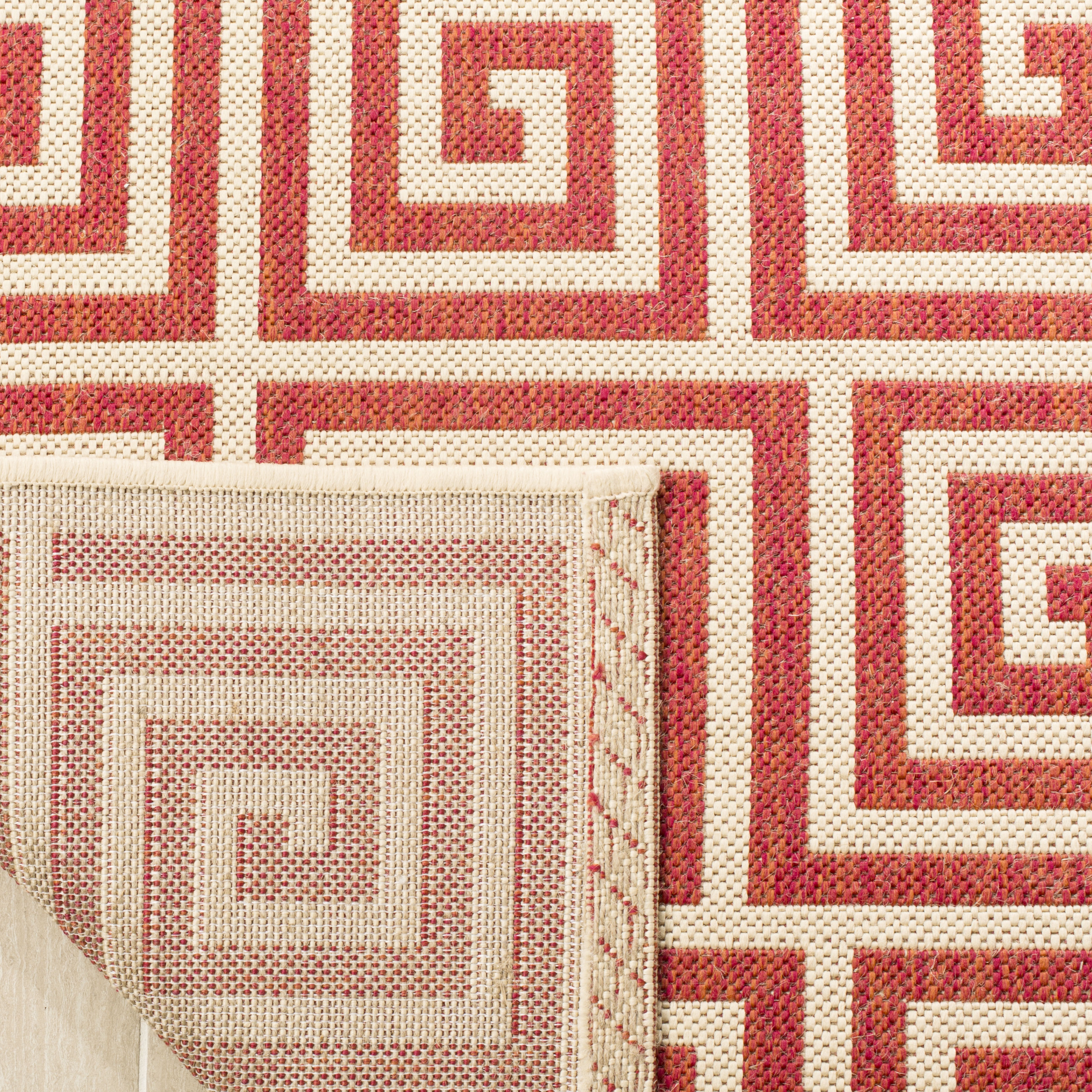 Arlo Home Indoor/Outdoor Woven Area Rug, LND129Q, Red/Cream,  2' X 8' - Image 3