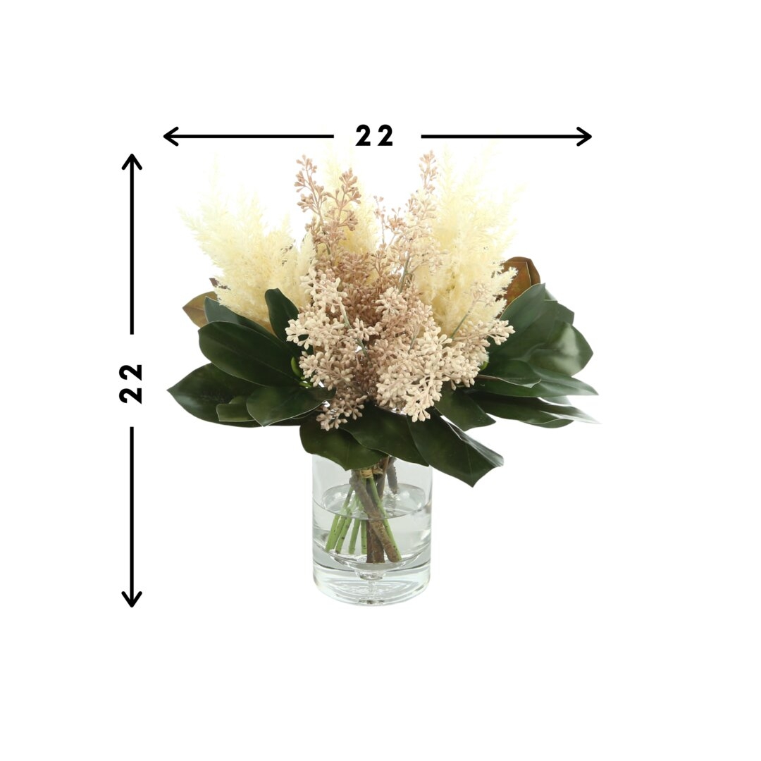 "Creative Displays, Inc. Pampas Grass with Magnolia Leaves Mixed Floral Arrangement in Vase" - Image 0