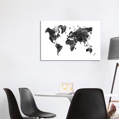 Watercolor World Map Black - Image 0
