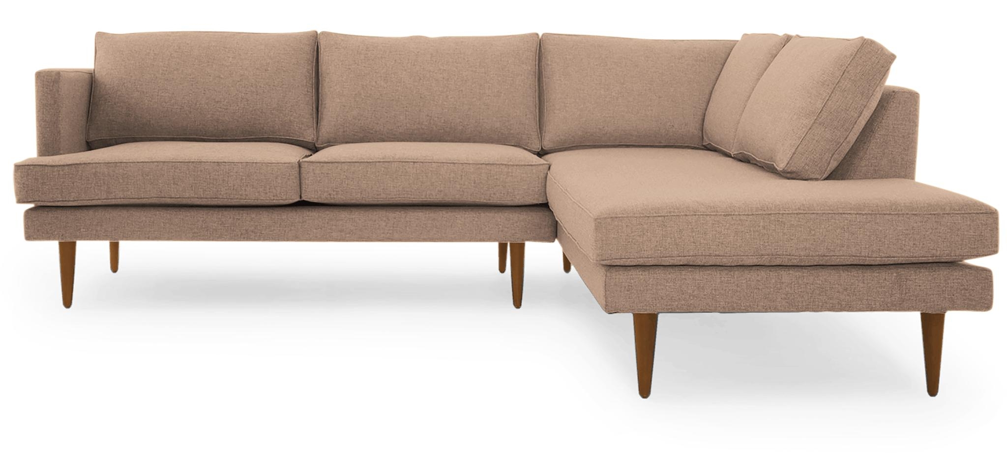 Pink Preston Mid Century Modern Sectional with Bumper (2 piece) - Royale Blush - Mocha - Left - Image 0
