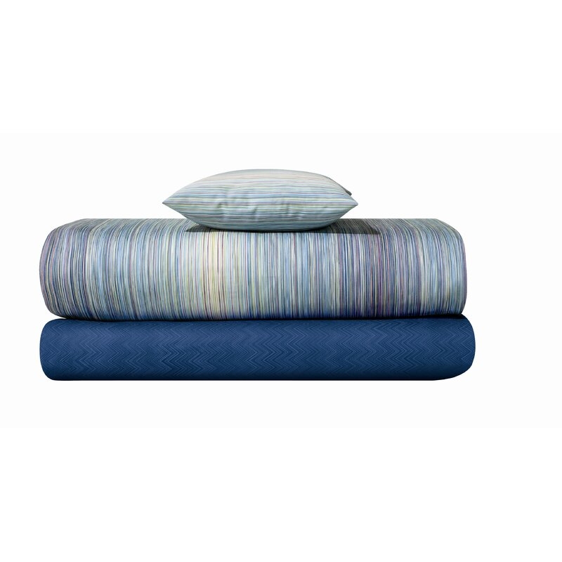 Missoni Home Jill 100% Cotton Flat Sheet Size: King, Color: Blue - Image 0