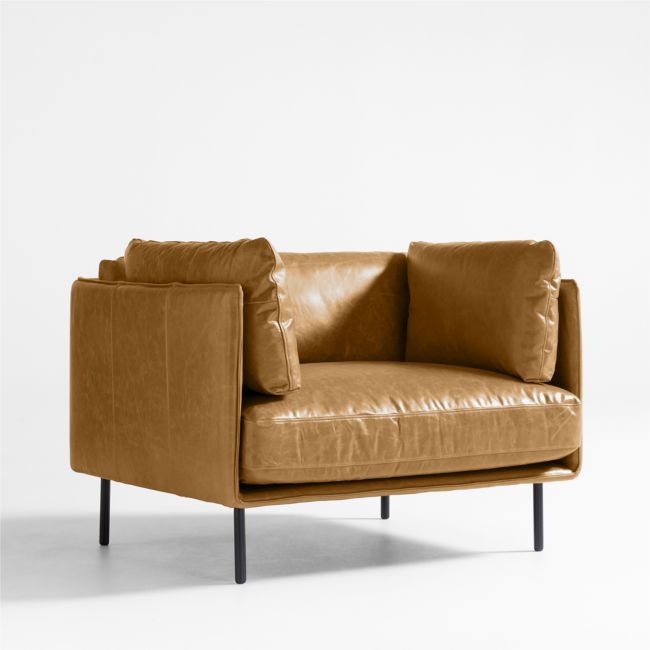 Wells 44.5" Leather Chair and a Half - Image 0