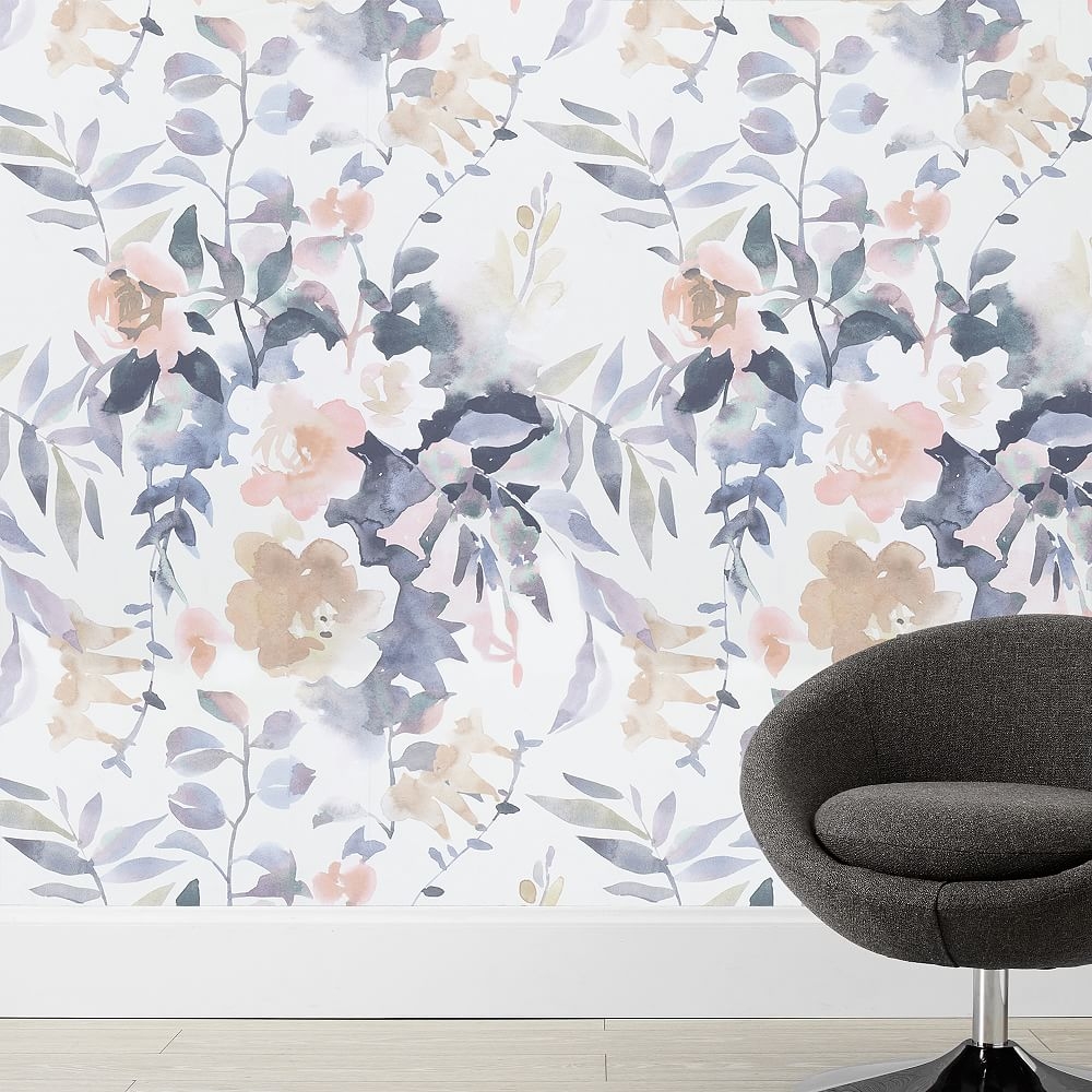 Watercolor Floral Wallpaper, Multi, 36x108 - Image 0