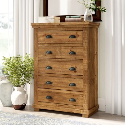 Wolferstorn 5 Drawer 38" W Solid Wood Chest - Image 0